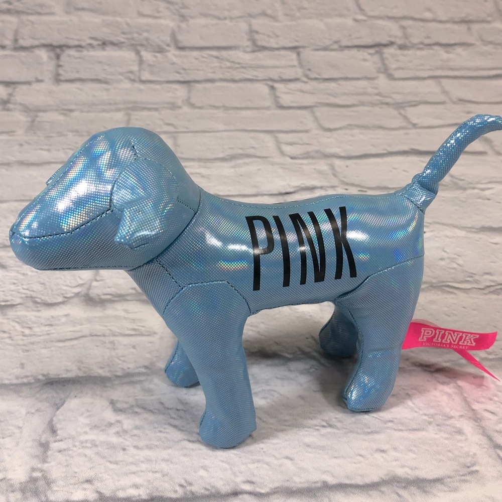 Victoria’s Secret Pink plush dog Light metallic Blue VS Pink Logo